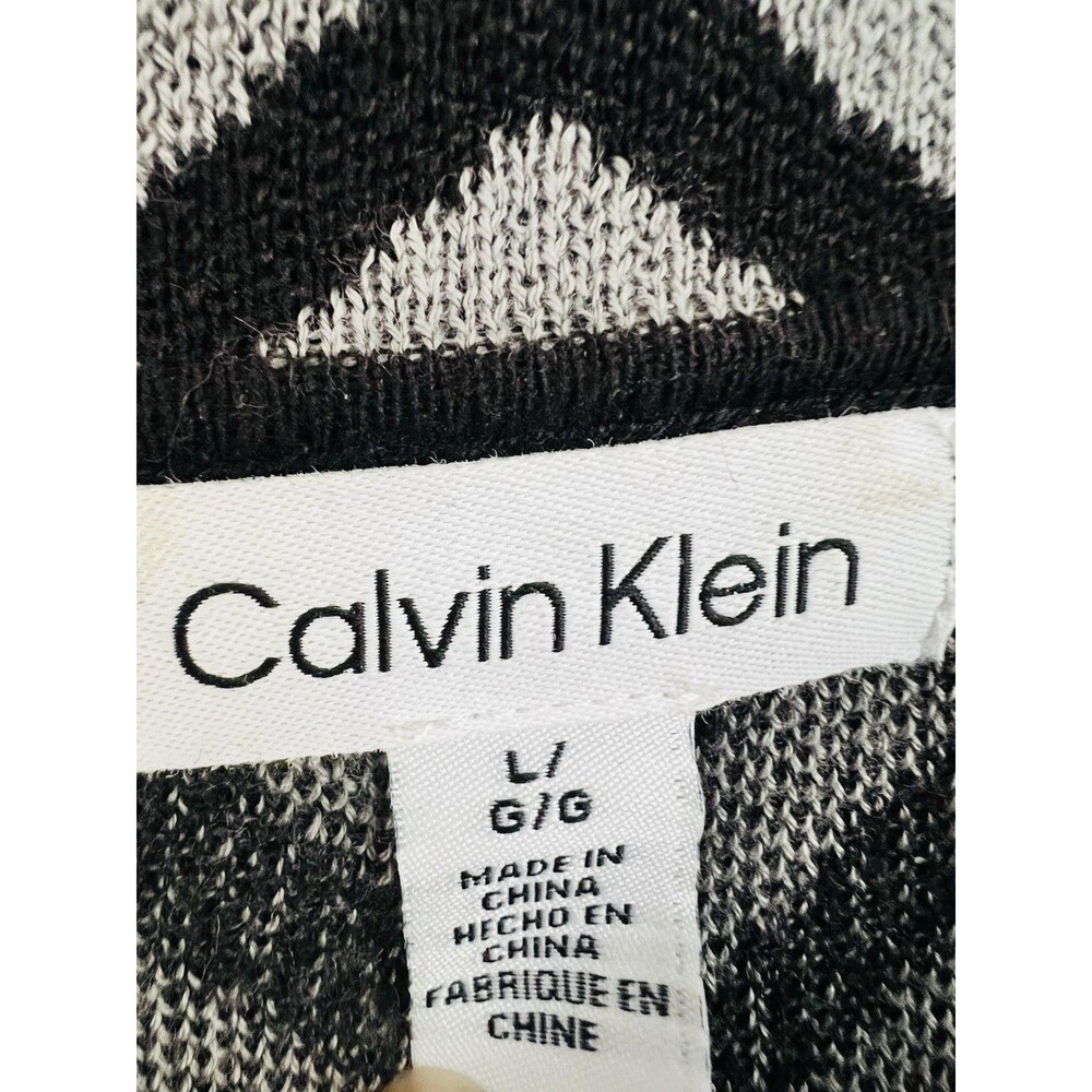 Calvin Klein Super Soft Cozy Black & White Geometric Cowl Neck Sweater Sz Large - Picture 4 of 7
